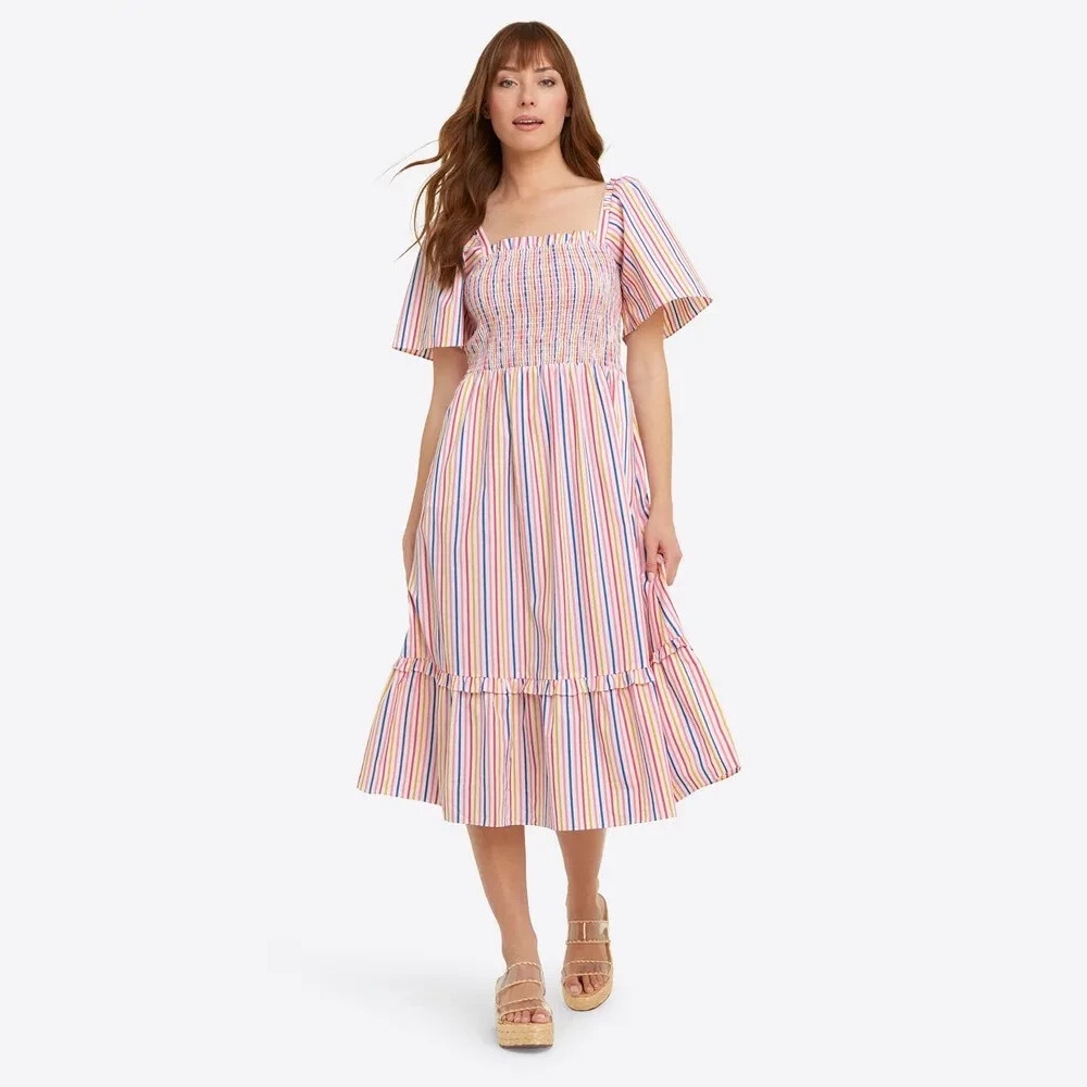 Draper James Multicolor Striped Smocked Dress